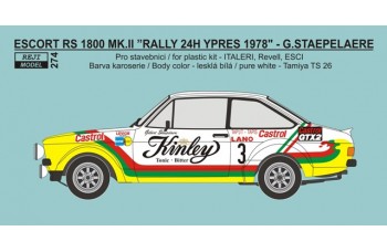 Decal – Ford Escort RS 1800 „Kinley tonic“ - 2nd place Rally Ypres 1978
